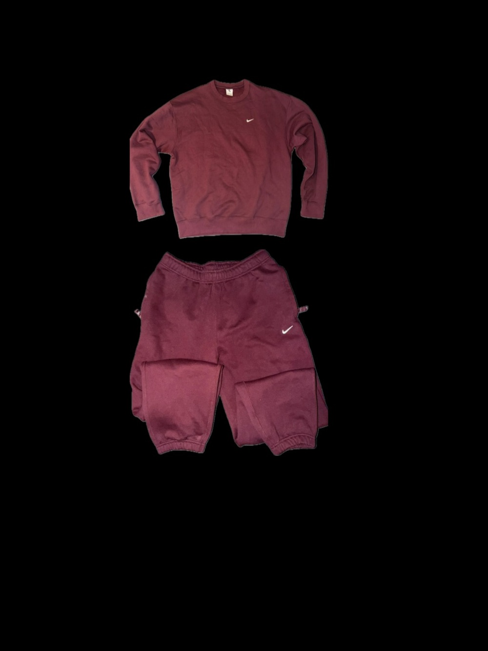 Nike sweatshirt and sweatpants set burgundy M